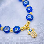 Evil Eye Hamsa Gold Copper Beads Adjustable Thread Bracelet Girls Bulk