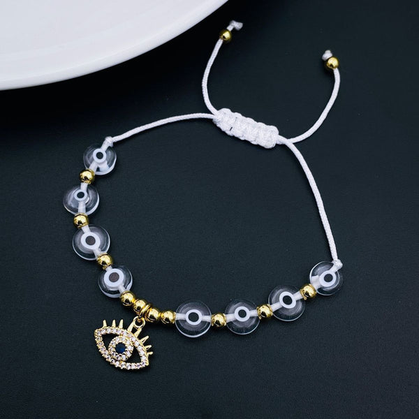Eyelash Evil Eye Gold Copper Beads Thread Bracelet Girls Bulk Secondary image