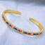Rainbow Multi Color Invisible Setting CZ 18K Gold Cuff Bangle Bulk