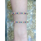 Rainbow Multi Color Invisible Setting CZ 18K Gold Cuff Bangle Bulk