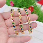 Star Rainbow Multicolour Gold CZ American Diamond CZ Bangle Cuff Bulk