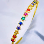 Star Rainbow Multicolour Gold CZ American Diamond CZ Bangle Cuff Bulk