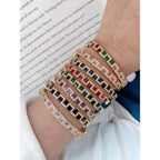 Rainbow Multi Color Princess CZ 18K Gold Openable Kada Bangle Bulk