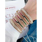 Rainbow Red Green Princess CZ 18K Gold Openable Kada Bangle Bulk