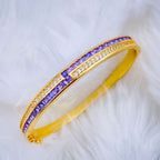 Rainbow Red Green Princess CZ 18K Gold Openable Kada Bangle Bulk