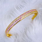 Rainbow Red Green Princess CZ 18K Gold Openable Kada Bangle Bulk