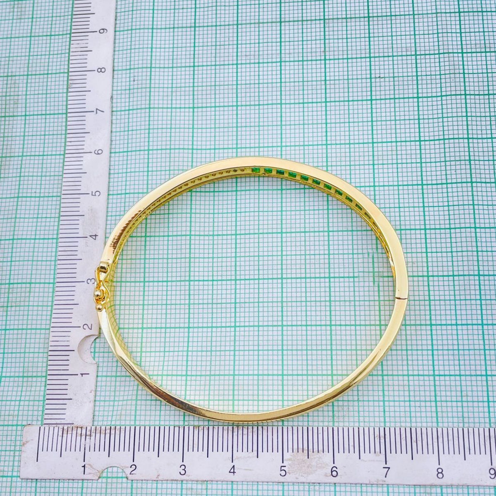 Rainbow Red Green Princess CZ 18K Gold Openable Kada Bangle Bulk