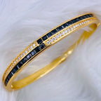 Rainbow Red Green Princess CZ 18K Gold Openable Kada Bangle Bulk