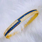Rainbow Red Green Princess CZ 18K Gold Openable Kada Bangle Bulk