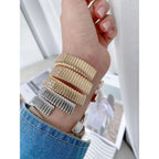Three Layer Cubic Zirconia 18K Gold Copper Cuff Bangle For Women Bulk