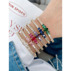 Multi Color Rainbow Oval Cubic Zirconia 18K Gold Cuff Bangle Bulk