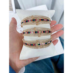 Belt Buckle Rainbow Multi Color 18K Gold Openable Kada Bangle Bulk