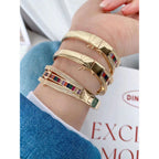 Belt Buckle Rainbow Multi Color 18K Gold Openable Kada Bangle Bulk