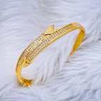 Arrow Cubic Zirconia 18K Gold Copper Openable Kada Bangle Women Bulk