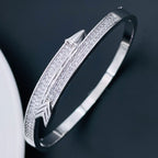 Arrow Cubic Zirconia 18K Gold Copper Openable Kada Bangle Women Bulk