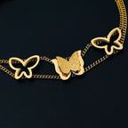 Triple Butterfly 18K Gold Stainless Steel Chain Bracelet Women Bulk