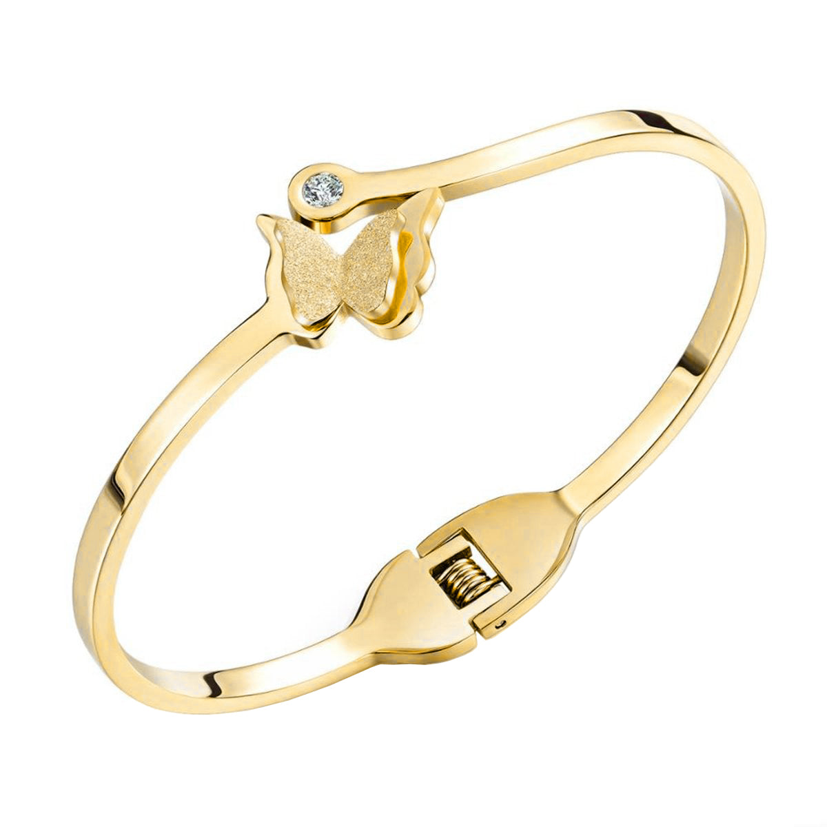 Butterfly Zircon 18K Gold Stainless Steel Openable Kada Bangle Bulk