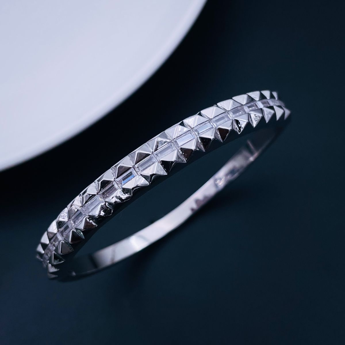 Checkered Baguette Cubic Zirconia 18K Gold Openable Kada Bangle Bulk