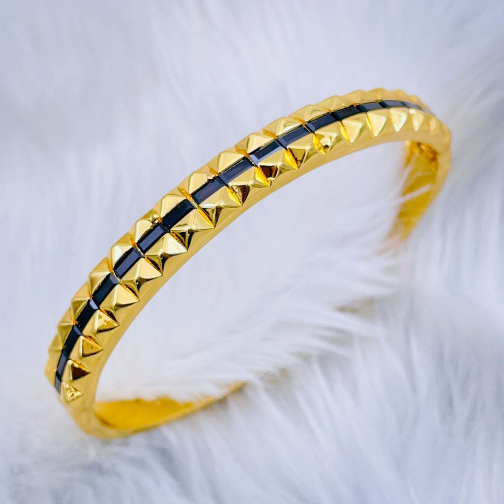 Ruby Red Checkered Cubic Zirconia 18K Gold Openable Kada Bangle Bulk