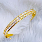 Rainbow Red Green Princess CZ 18K Gold Openable Kada Bangle Bulk