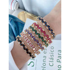 Rainbow Multi Color Princess Baguette Gold Openable Kada Bangle Bulk