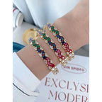 Rainbow Multi Color Princess Baguette Gold Openable Kada Bangle Bulk