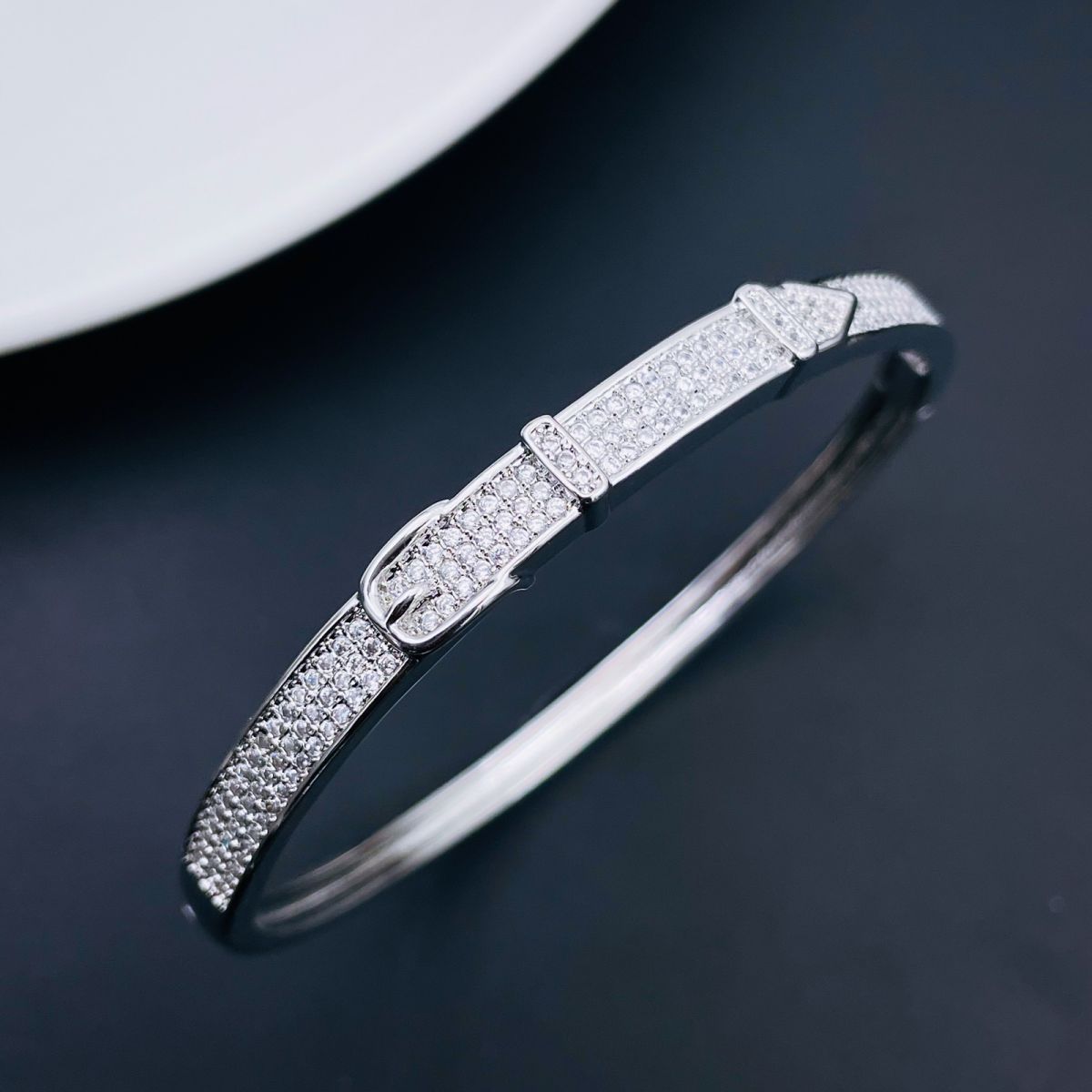 Belt Buckle Slim CZ 18K Gold Openable Cuff Kada Bangle Bulk