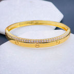 Screw Cubic Zirconia Copper 18K Gold Openable Kada Bangle Women Bulk