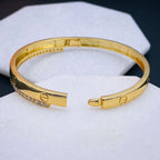 Screw Cubic Zirconia Copper 18K Gold Openable Kada Bangle Women Bulk