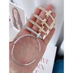 Luxury Invisible Setting Baguette Copper 18K Gold Cuff Bangle Bulk