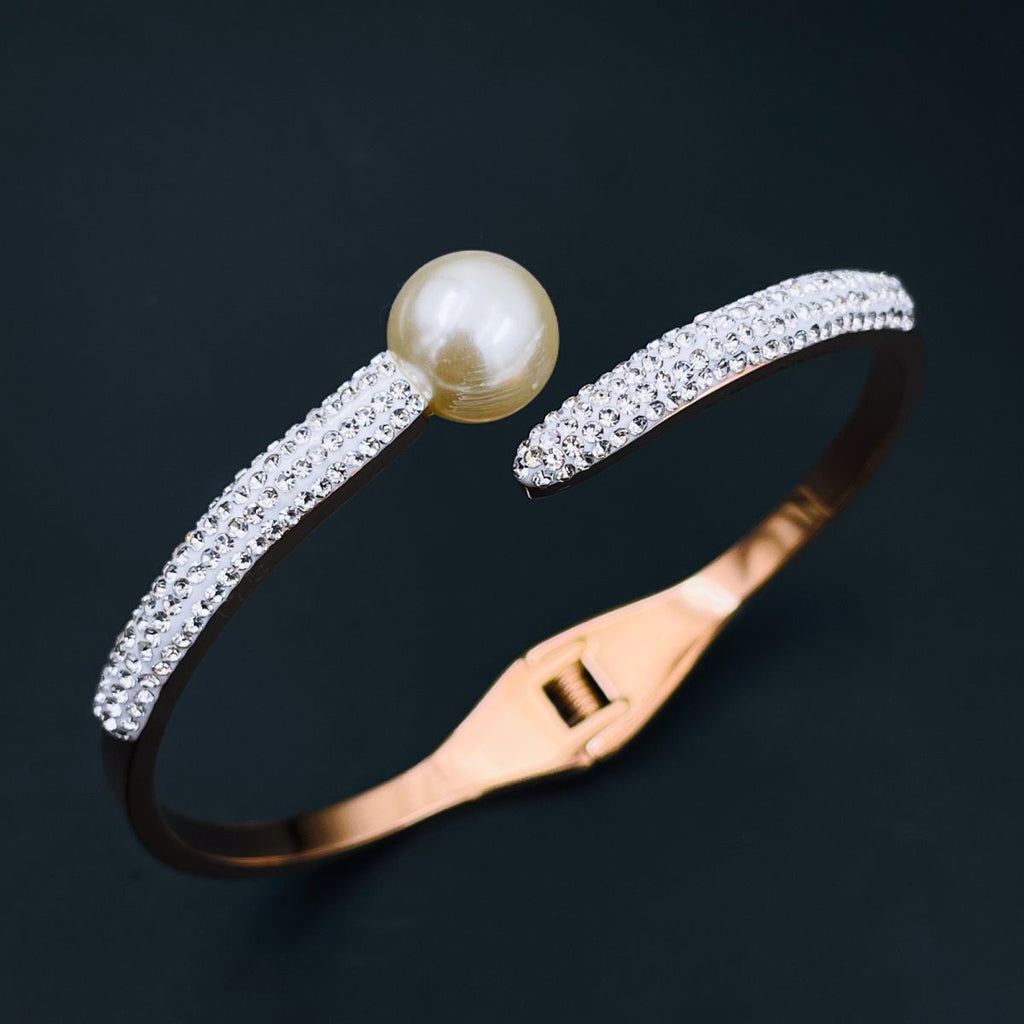 Pearl CZ 18K Gold Stainless Steel Openable Kada Bangle Bulk