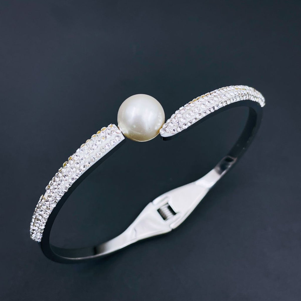 Pearl CZ 18K Gold Stainless Steel Openable Kada Bangle Bulk