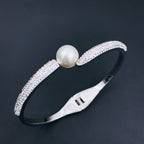 Pearl CZ 18K Gold Stainless Steel Openable Kada Bangle Bulk