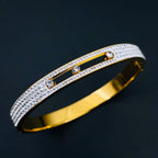 Dancing Zircons 18K Gold Stainless Steel Openable Kada Bangle Bulk