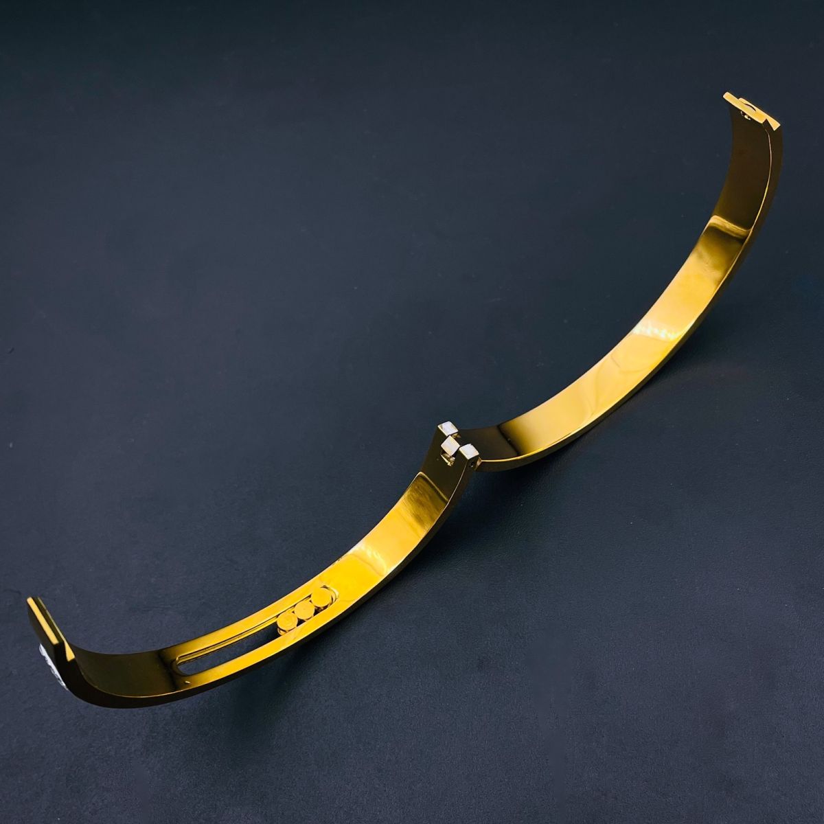 Dancing Zircons 18K Gold Stainless Steel Openable Kada Bangle Bulk