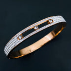 Dancing Zircons 18K Gold Stainless Steel Openable Kada Bangle Bulk