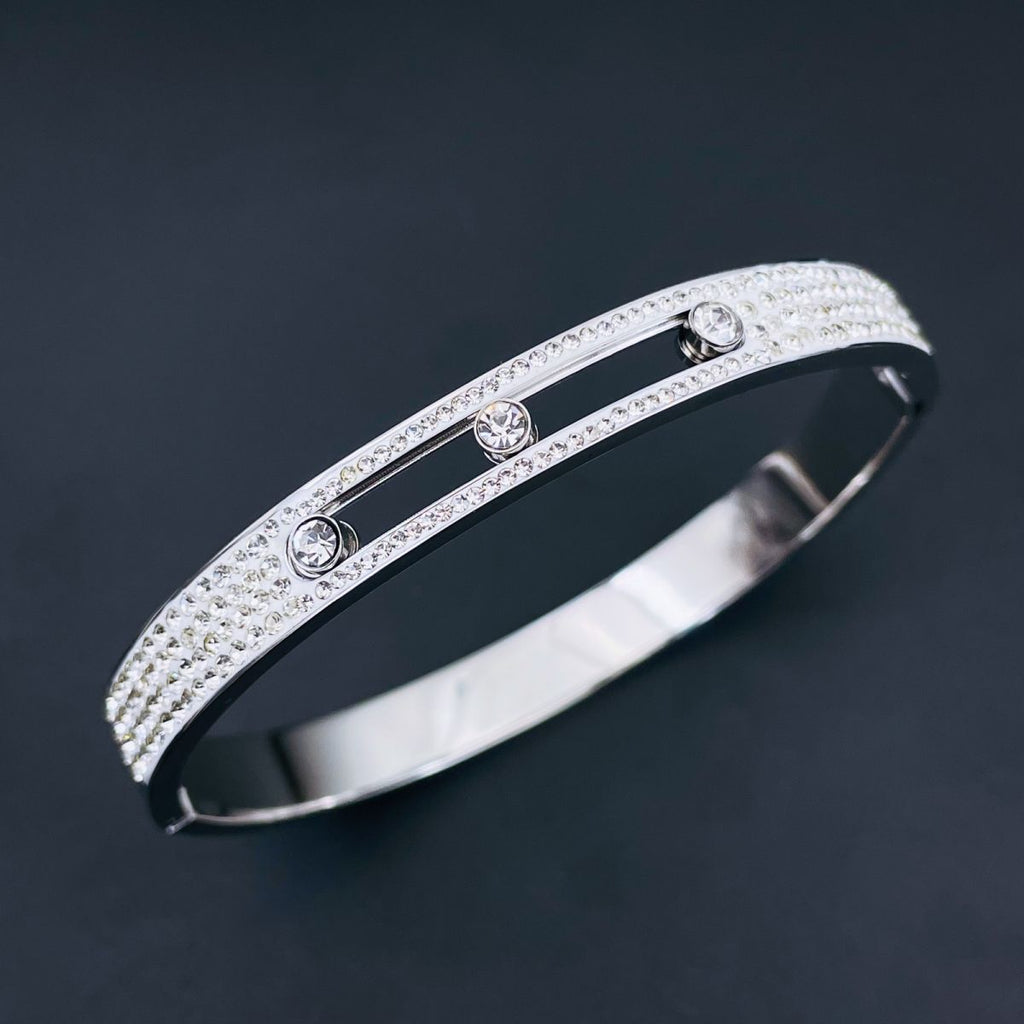 Dancing Zircons 18K Gold Stainless Steel Openable Kada Bangle Bulk