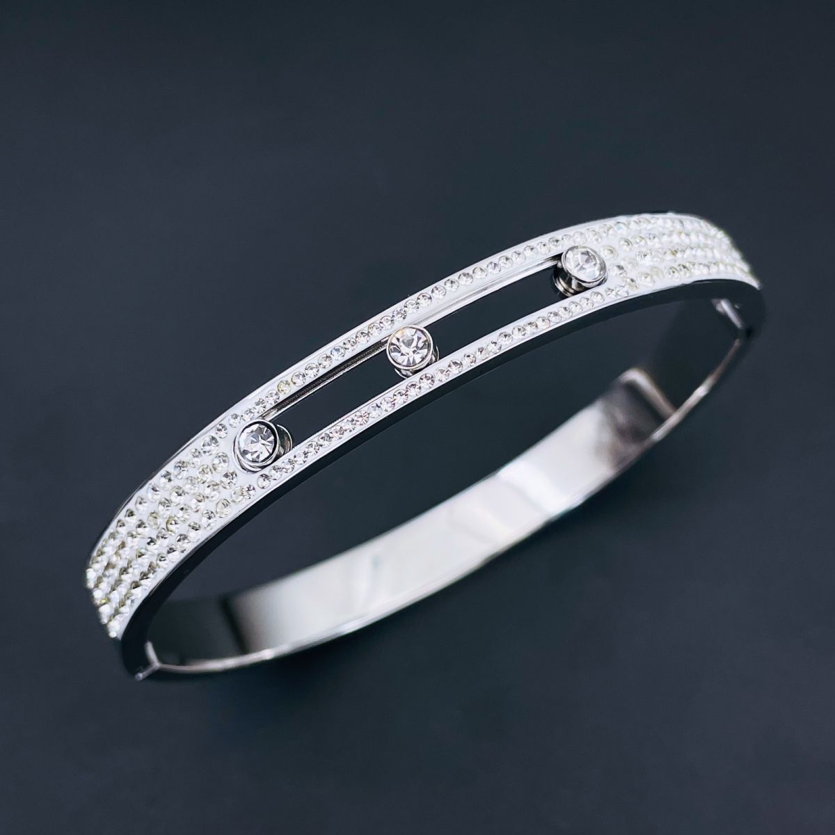 Dancing Zircons 18K Gold Stainless Steel Openable Kada Bangle Bulk