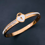 Love Lock CZ 18K Gold Stainless Steel Openable Kada Bangle Bulk