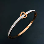 Love Heart CZ 18K Rose Gold Stainless Steel Openable Kada Bangle Bulk