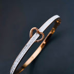 Love Heart CZ 18K Rose Gold Stainless Steel Openable Kada Bangle Bulk