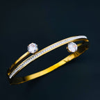 Solitaire CZ 18K Gold Stainless Steel Openable Kada Bangle Bulk