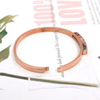 Rainbow Multi Colour Zircons 18K Rose Gold Stainless Steel Openable Kada bangle for Women