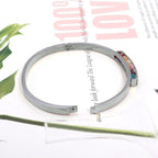 Rainbow Multi Colour Zircons 18K Rose Gold Stainless Steel Openable Kada bangle for Women