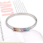 Rainbow Multi Colour Zircons 18K Rose Gold Stainless Steel Openable Kada bangle for Women