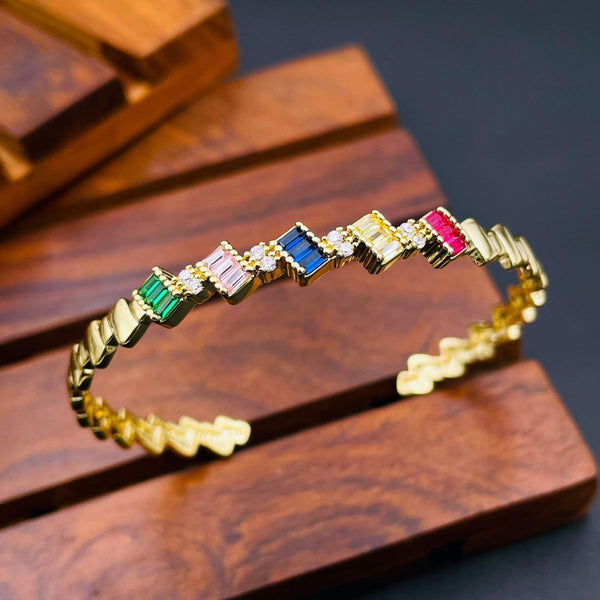 Rainbow Multi Color Baguette Gold Copper Free Size Cuff Bangle Bulk Main image