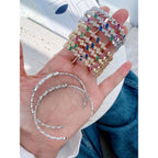 Rainbow Multi Color Baguette Gold Copper Free Size Cuff Bangle Bulk