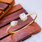 Emerald Drop Cubic Zirconia 18K Gold Copper Open Cuff Bangle Bulk