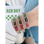 Belt Buckle Multi Color Rainbow CZ 18K Gold Openable Kada Bangle Bulk