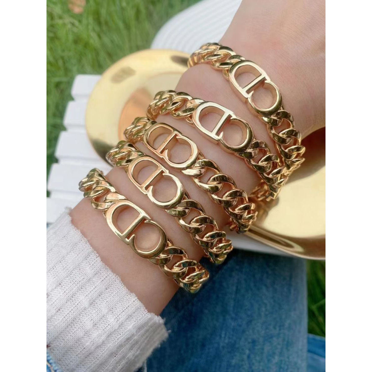 Cd Curb 18K Gold Copper Glossy Cuff Bangle For Women Bulk Main image